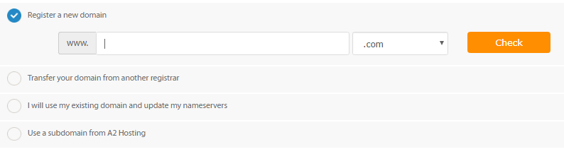 A2 Hosting - Choose Domain