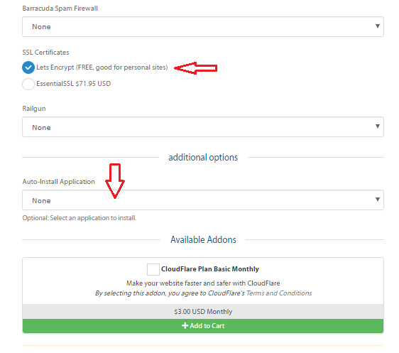 A2 Hosting - Configure More Options