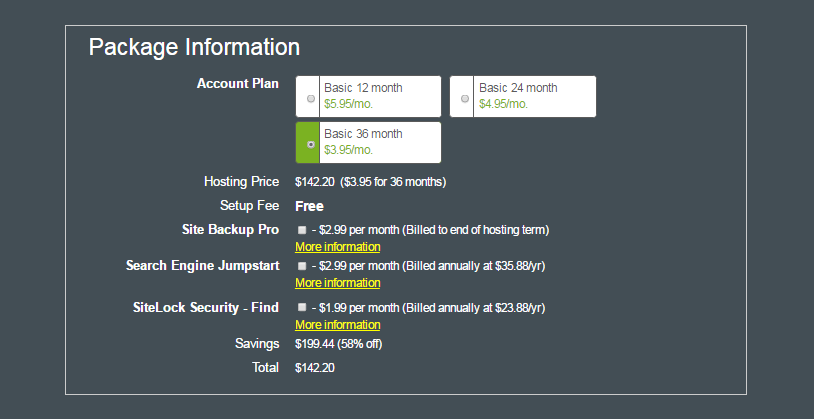 Hostmonster - Choose Hosting Term